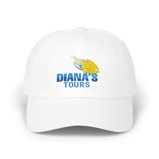 Classic Dad Cap - Diana's Tours Embroidered White Hat for Travel Lovers